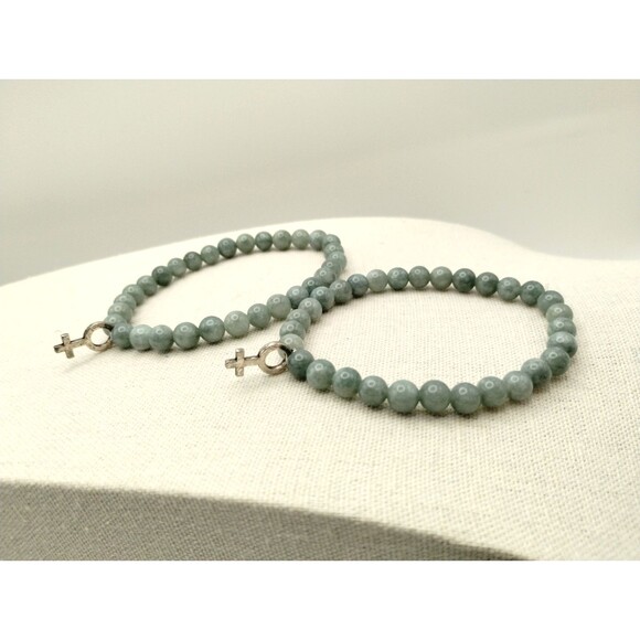 2 Green Adventurine Pearl Bracelets Female Symbol Charm Stretch Hippy Boho - Picture 4 of 4